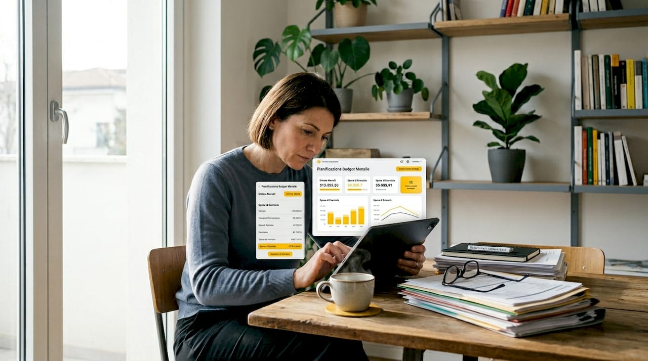 Imprenditore che gestisce la propria attività con soluzioni cloud