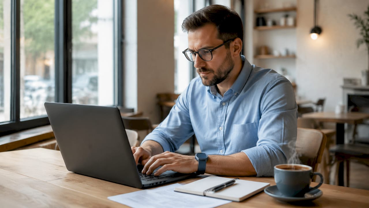 Dettaglio di mani che digitano sulla tastiera durante il lavoro