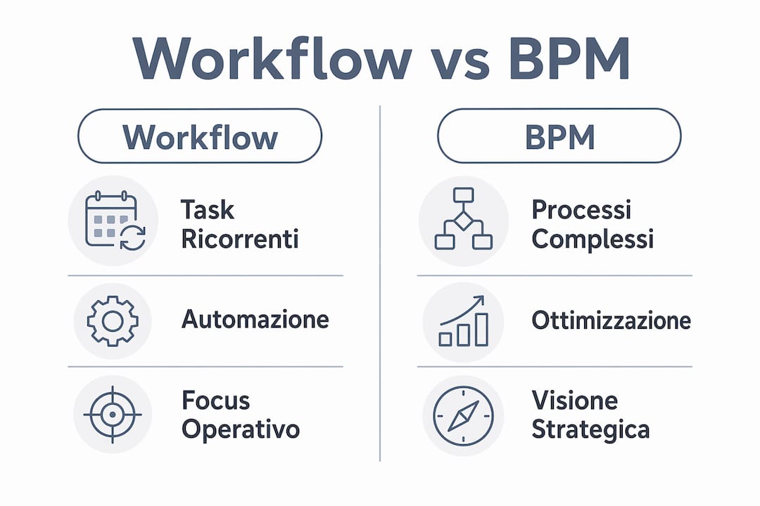Tabella di confronto tra workflow e BPM: i punti essenziali da conoscere