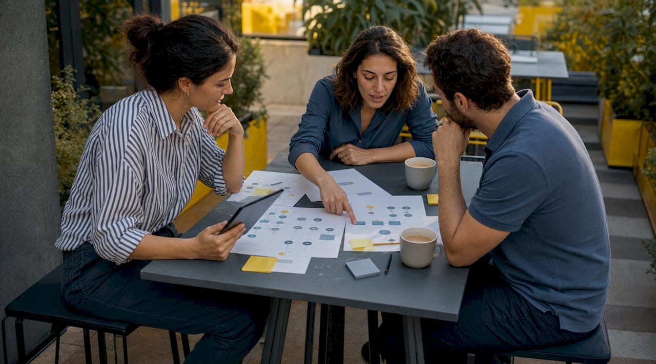 Il team si confronta per definire insieme le strategie di utilizzo del software CRM.