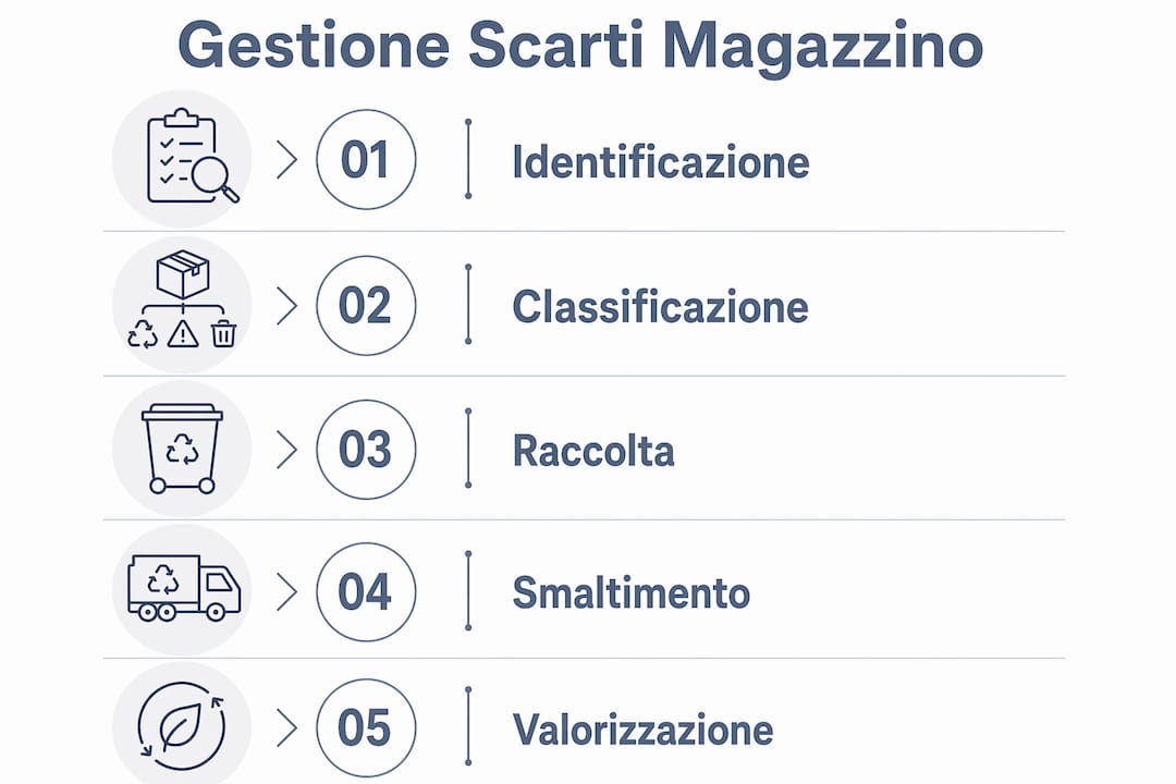 Schema illustrativo del processo di gestione degli scarti di magazzino