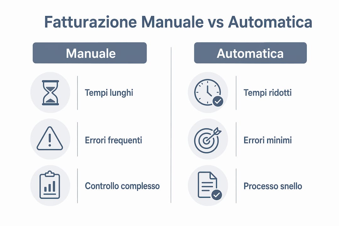 Infografica: confronto tra gestione manuale e automatizzata delle fatture