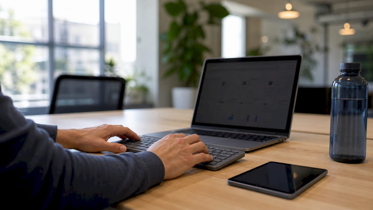 Primo piano sulle mani che digitano sulla tastiera