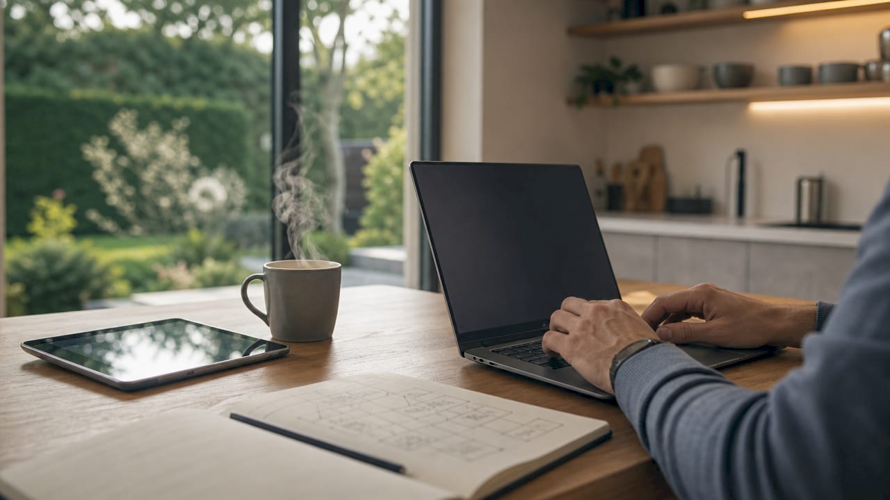 Le mani dell’addetto che lavorano al computer per gestire le attività del negozio
