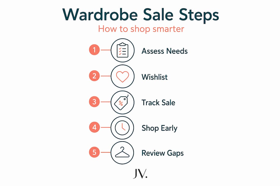 Infographic outlining sale shopping steps