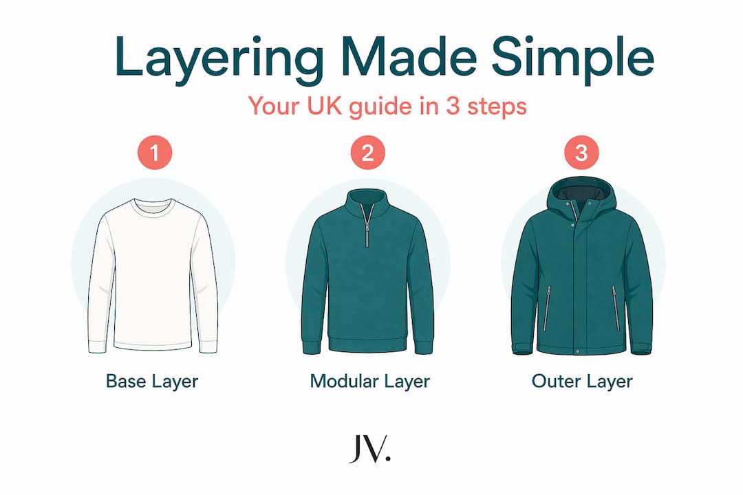 Vertical infographic showing layering steps