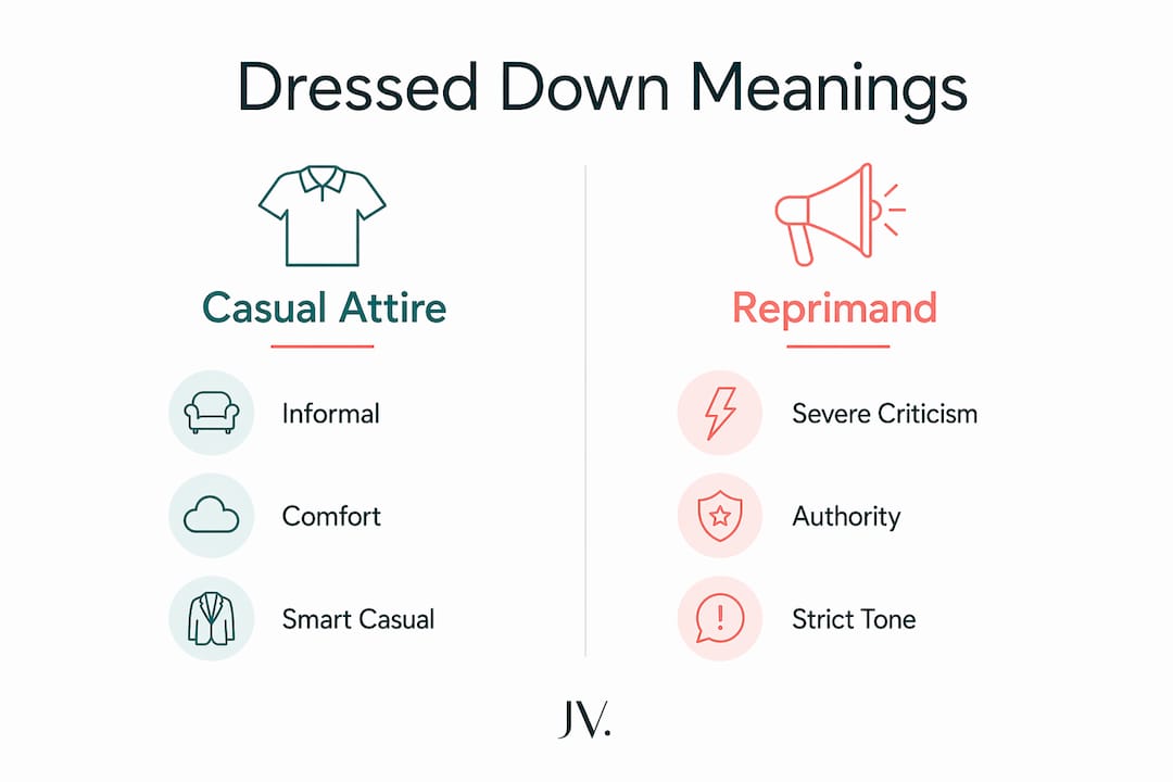 Infographic comparing casual attire and reprimand meanings