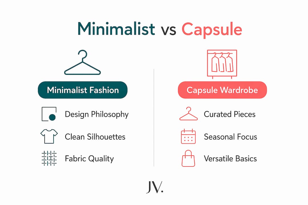 Infographic comparing minimalist and capsule wardrobe