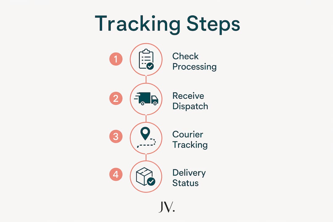 Infographic illustrating steps to track UK fashion orders