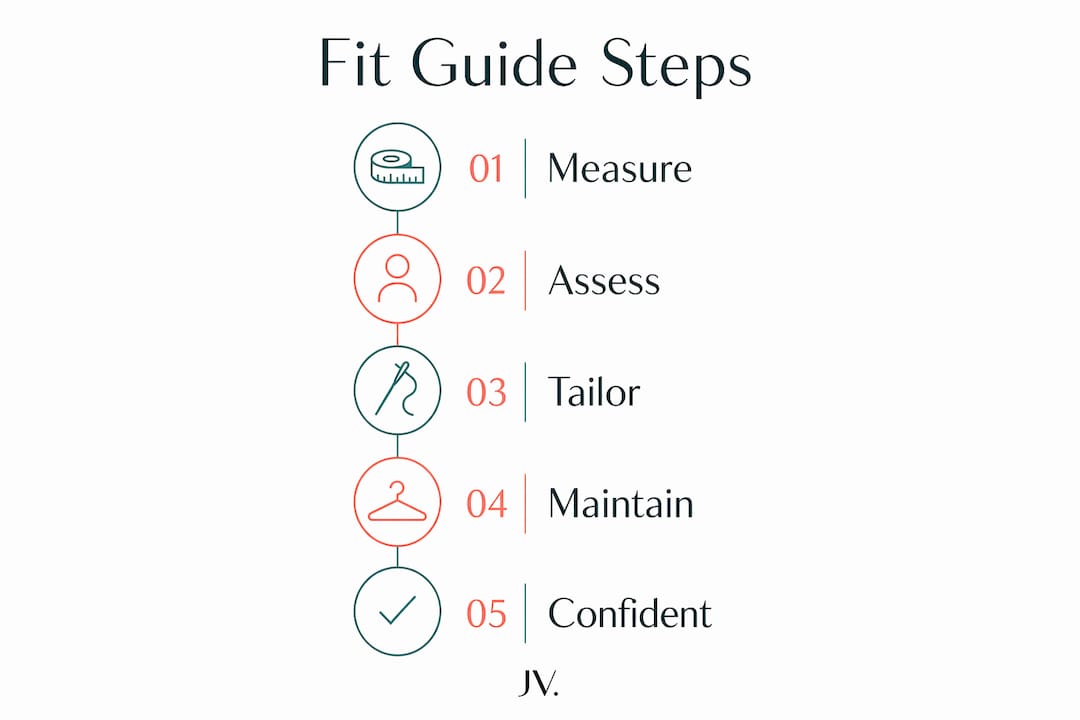 Vertical flow infographic illustrating steps to achieve perfect minimalist fit