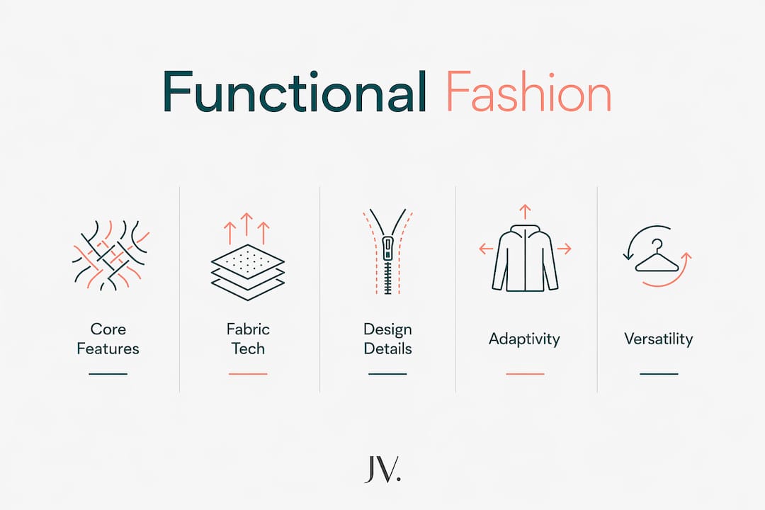 Infographic illustrating key features of functional fashion