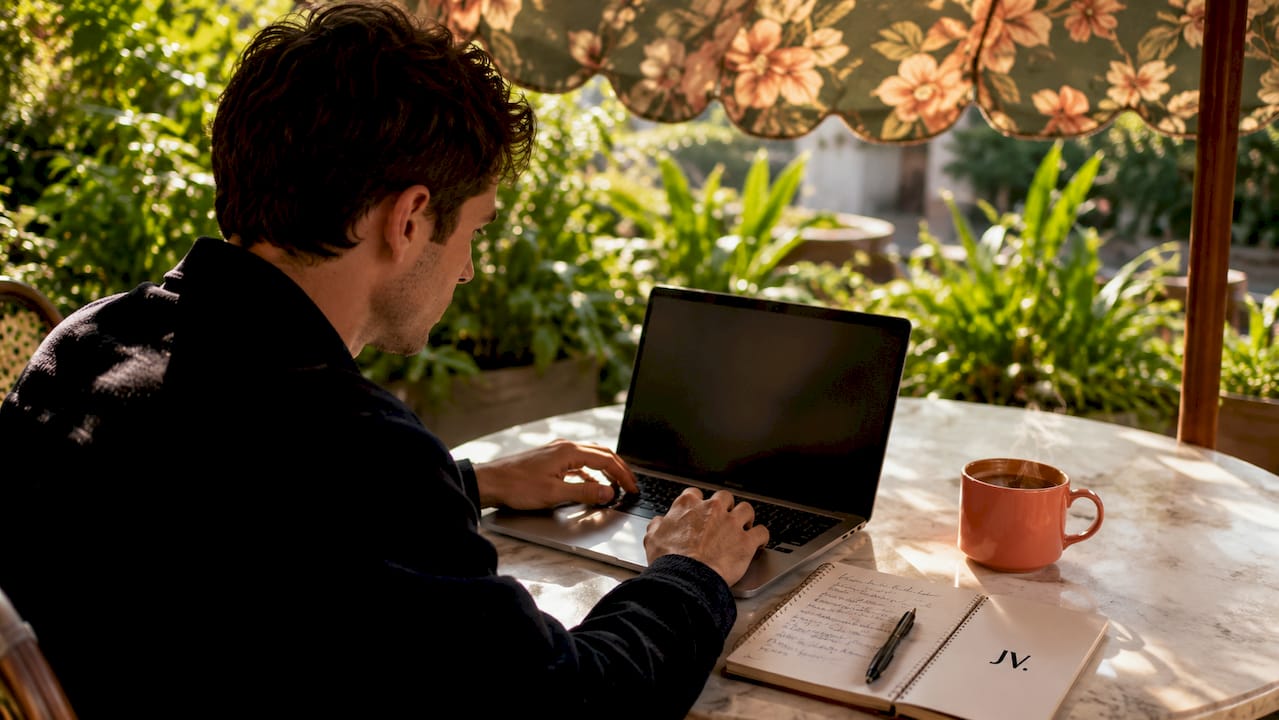 Hands using laptop with fashion coupon tools