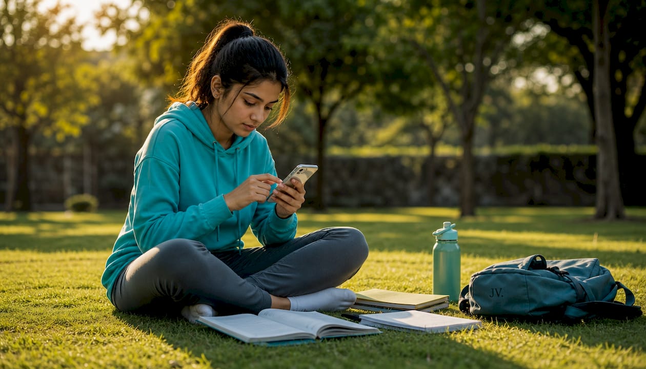 Hands typing on phone for student discount verification