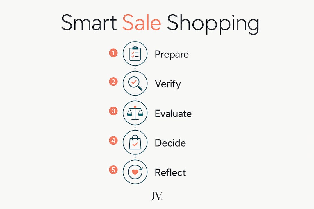 Infographic illustrating smart shopping steps for clothing sales