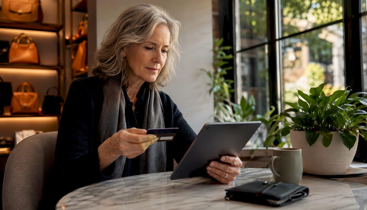 Hands using tablet for loyalty early access shopping