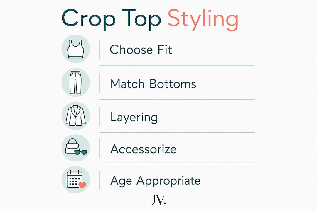 Infographic showing crop top styling steps