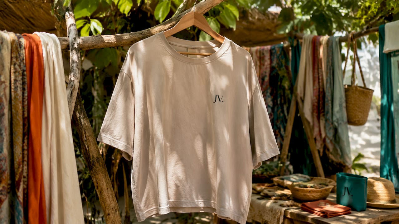 Relaxed fit t-shirt on hanger close-up