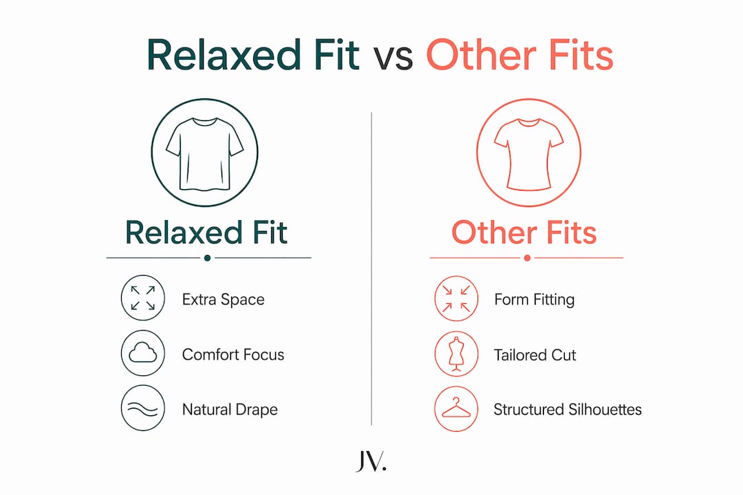 Infographic comparing relaxed fit and other fashion fits