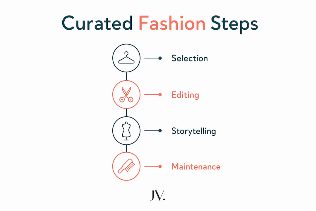 Infographic outlining four components of curated fashion