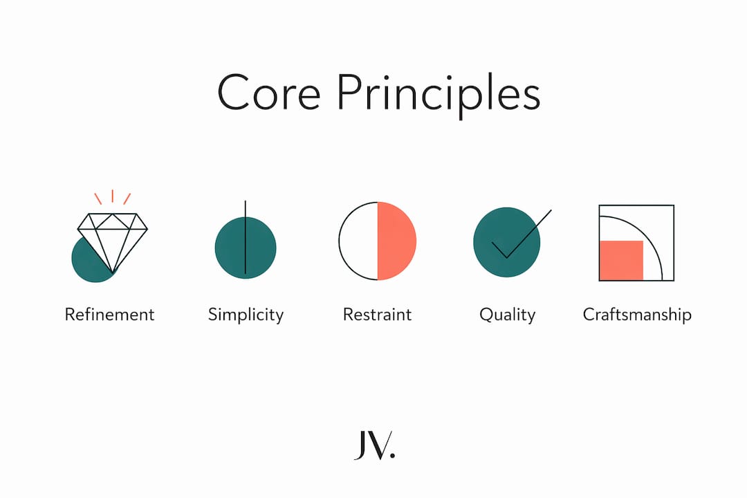 Infographic showing core principles of refined style