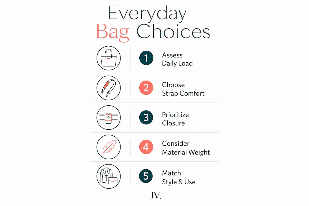 Infographic showing everyday bag selection steps