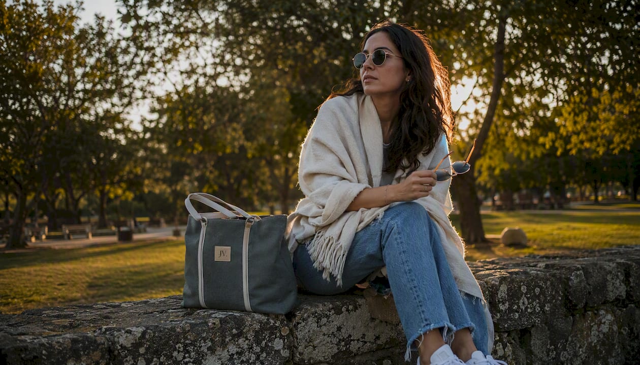 Woman wearing round and aviator sunglasses outdoors