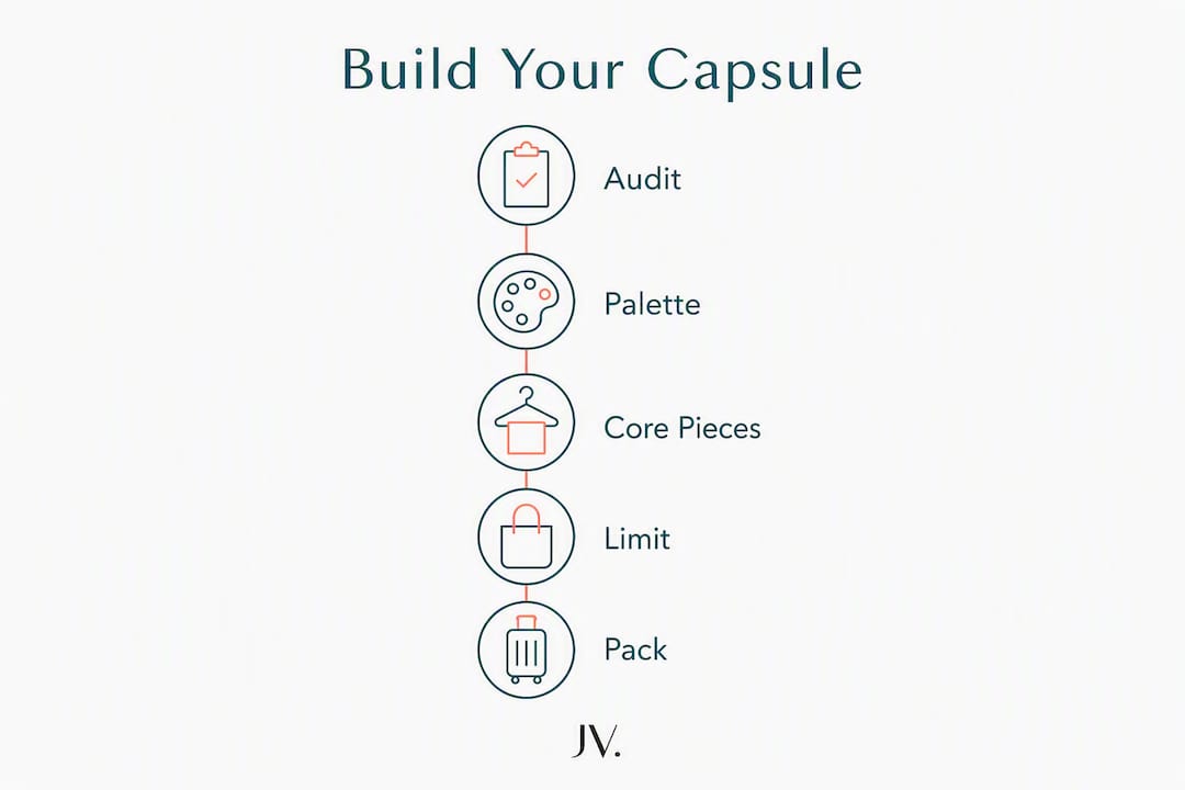 Infographic explaining weekend capsule building steps