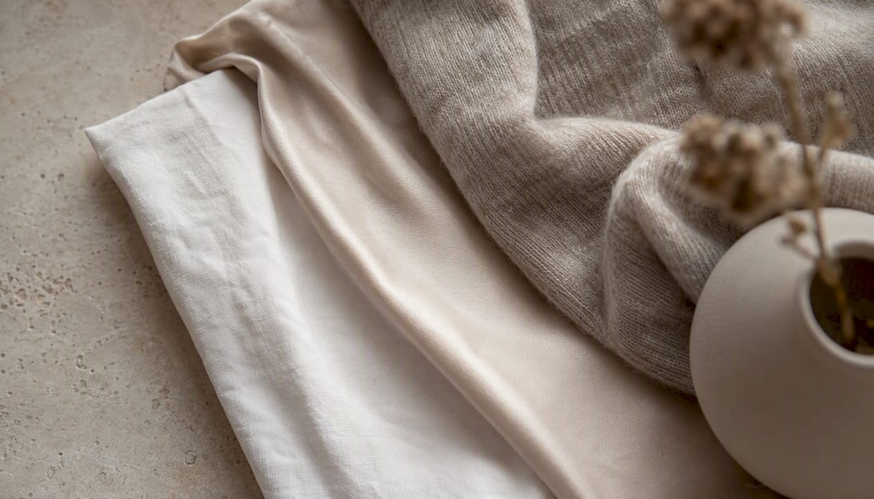 Neutral fabric textures close-up