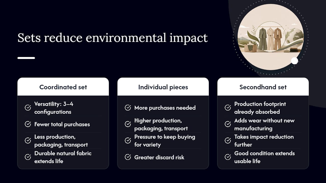 The environmental case for buying coordinated sets — overview diagram