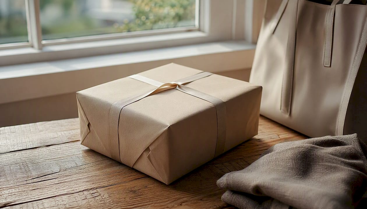 Wrapped fashion parcel ready for shipment