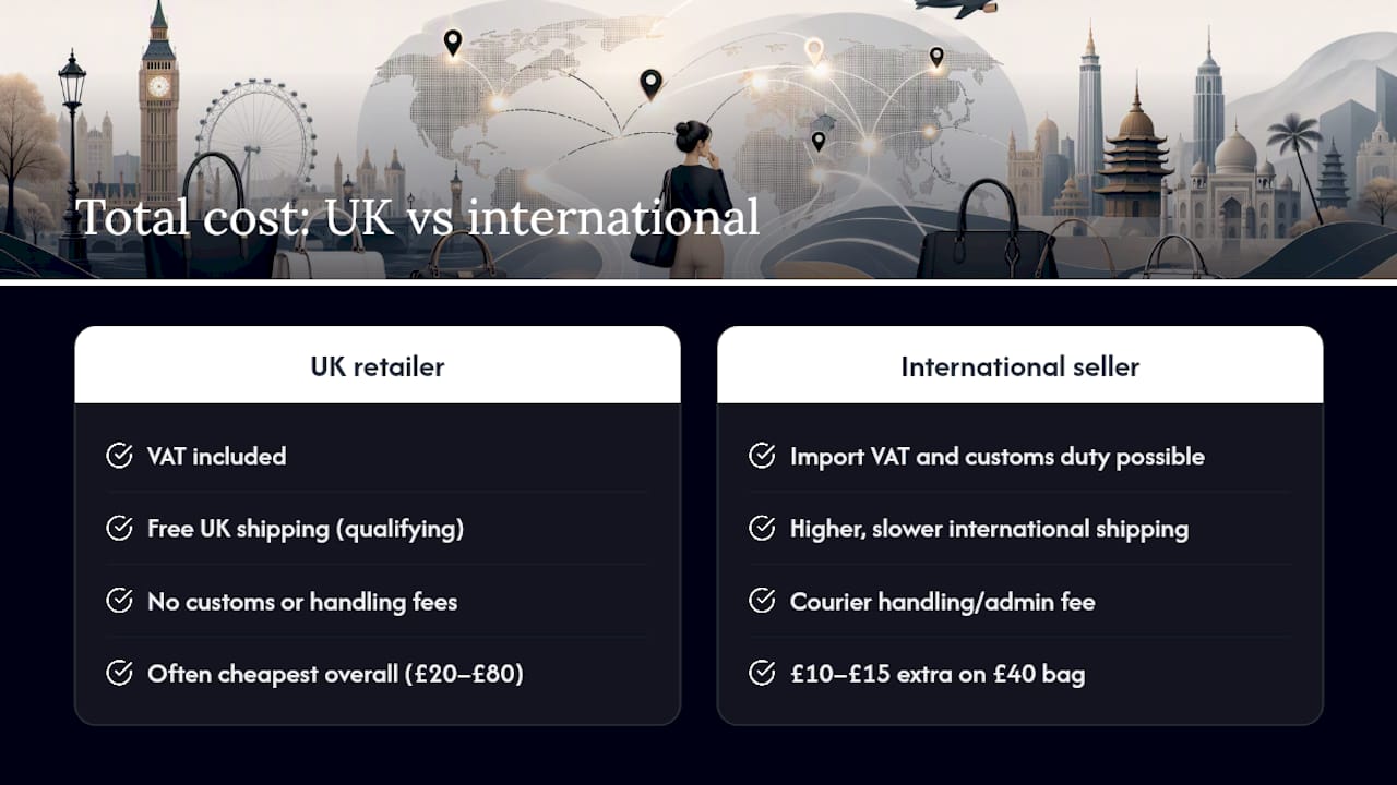 Estimated total cost of buying affordable bags online — overview diagram