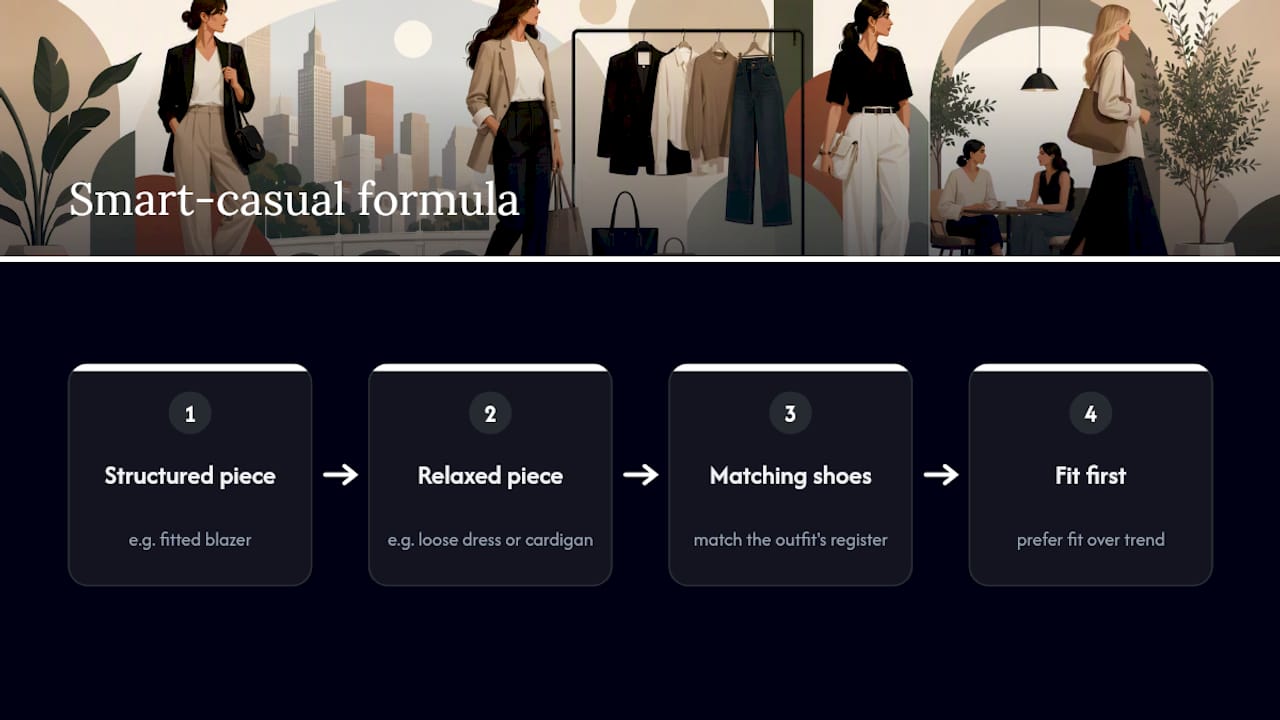 What smart casual actually rewards, and what it doesn't — overview diagram