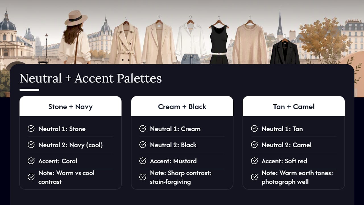 Diagram of neutral palette and accent color combinations