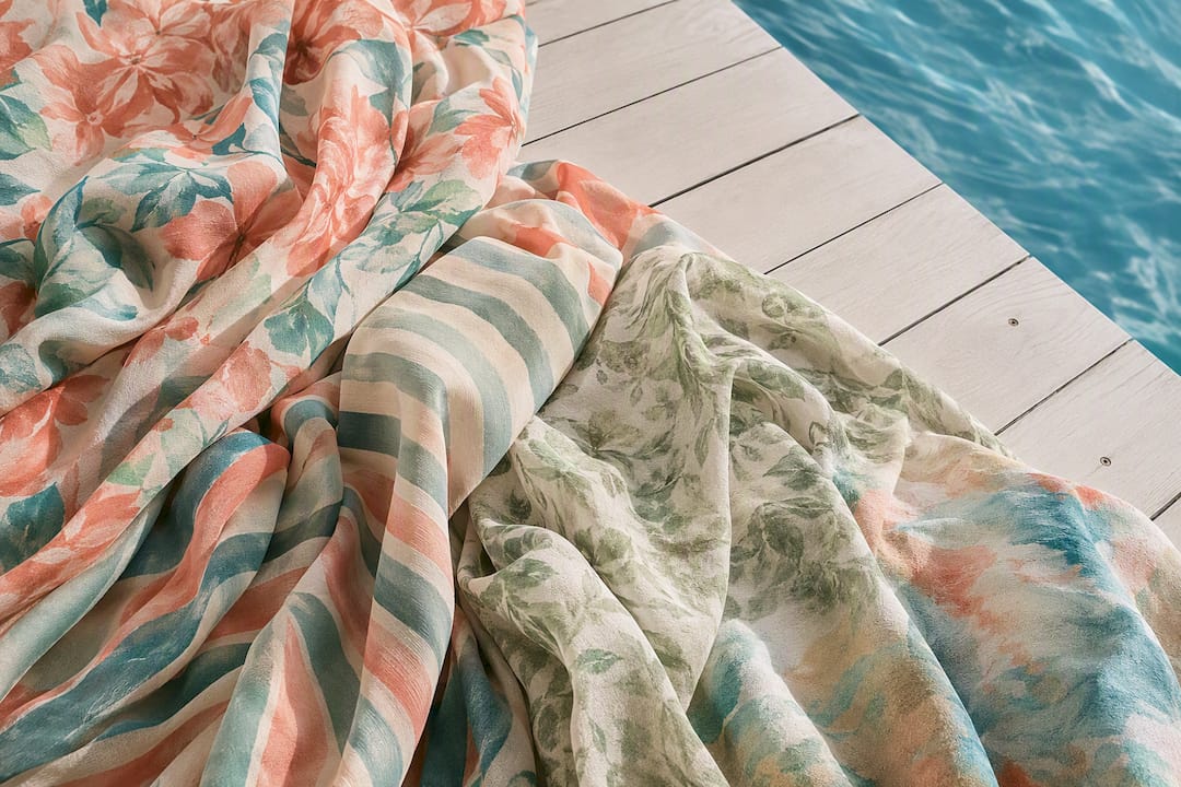Beach-toned fabrics with subtle prints