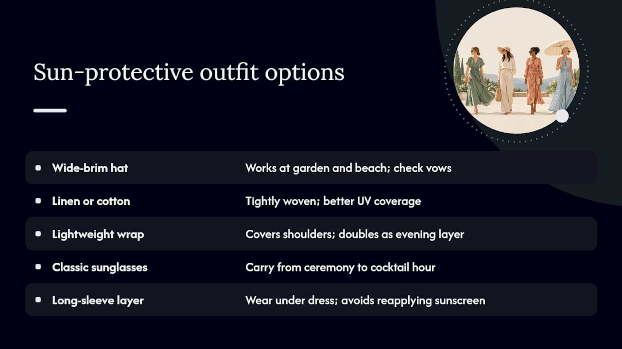 Five outfit-integrated summer sun protection options