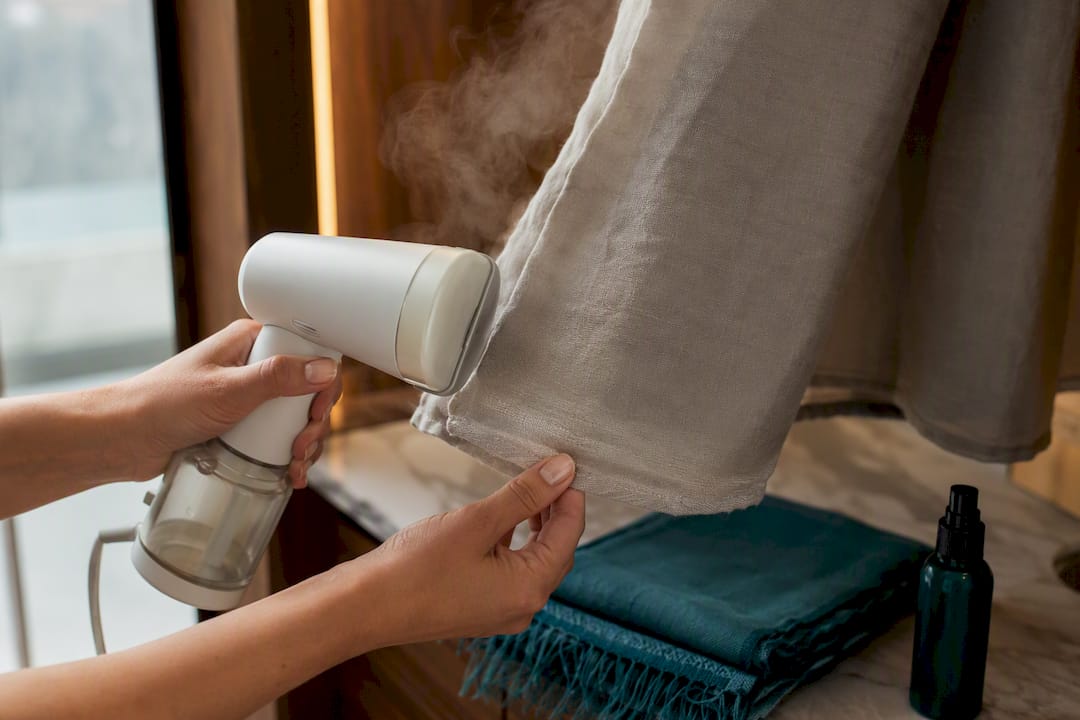 Steaming creases from lightweight wedding fabric