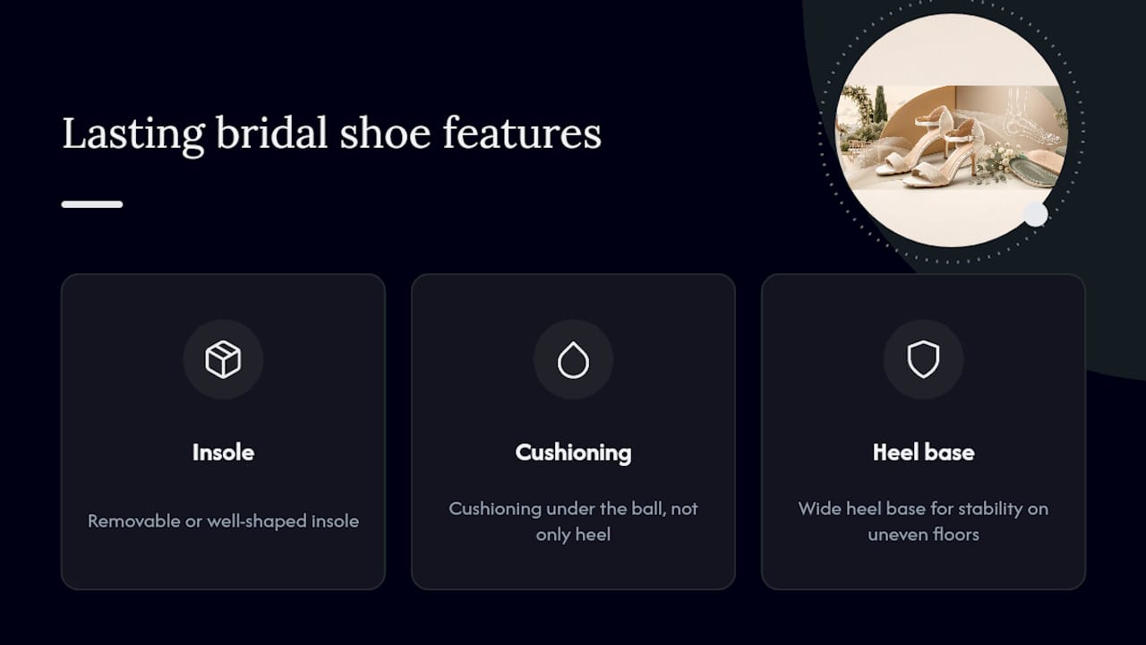 Three features of comfortable wedding shoes