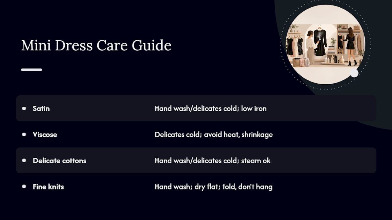 Fabric care guide for mini dresses