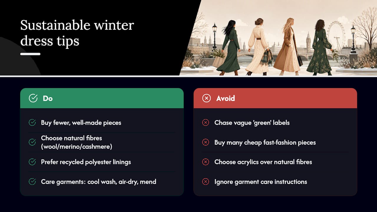 What are the sustainable and eco-friendly winter dress options? — overview diagram