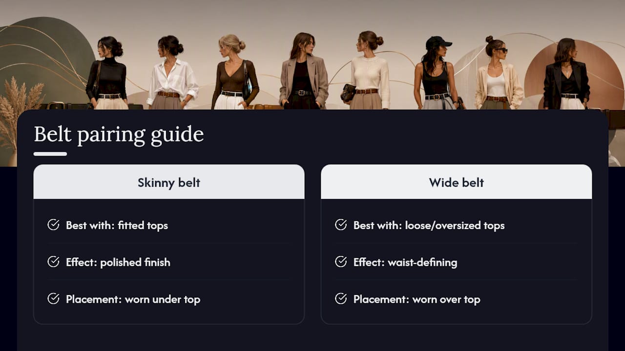 Skinny and wide belt styling comparison