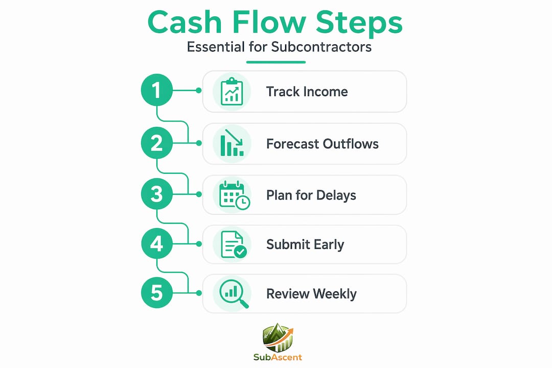 Infographic shows steps for strong subcontractor cash flow