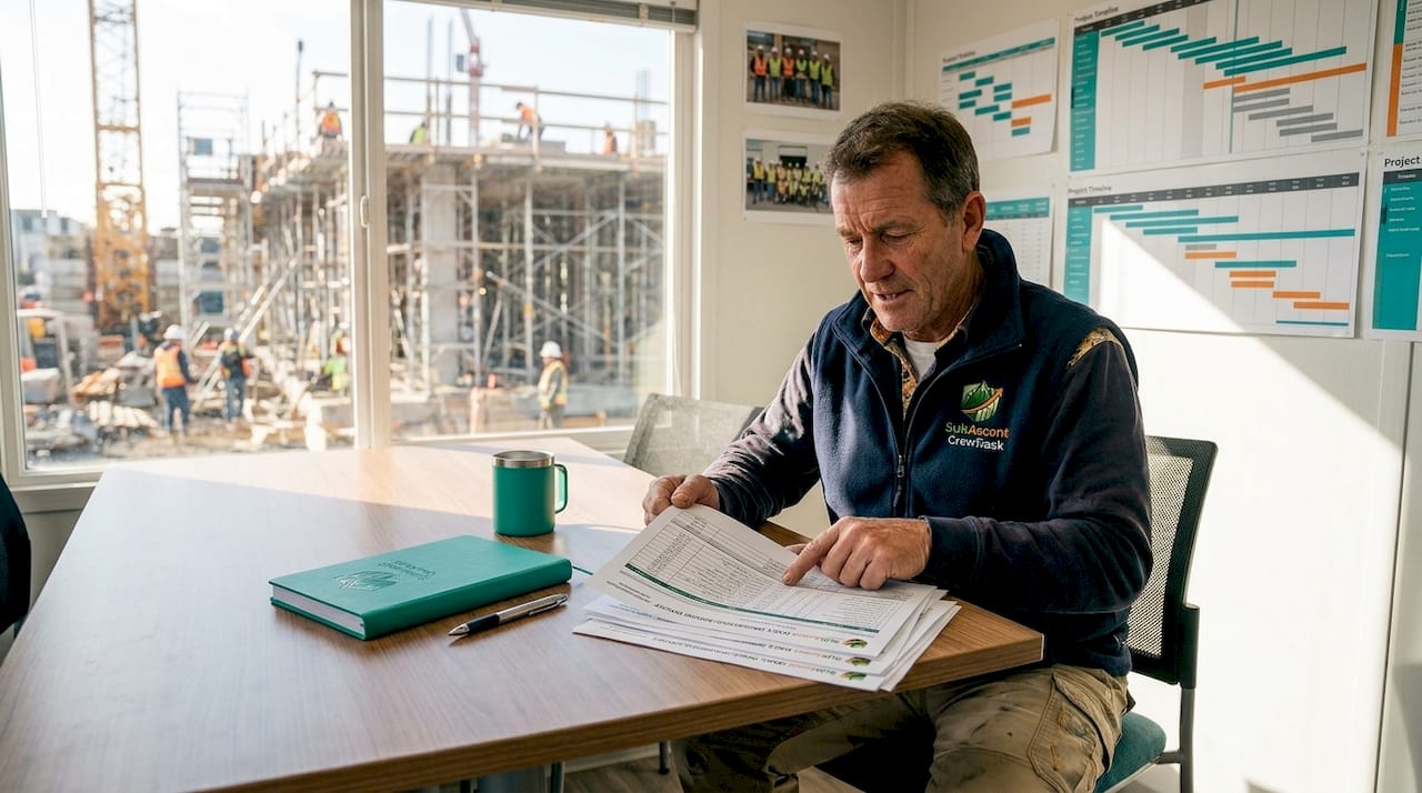 Superintendent reviews detailed jobsite reports