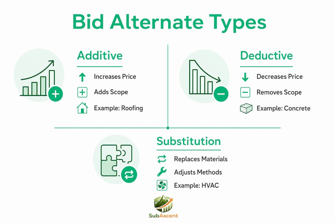 Infographic showing types of bid alternates