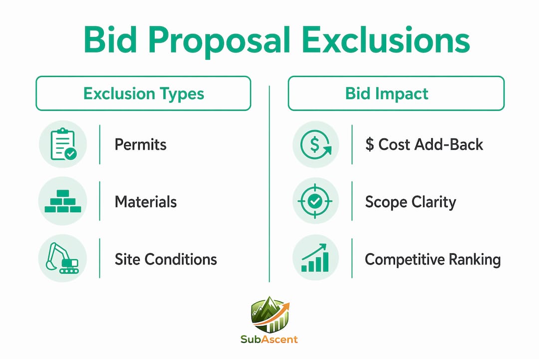 Infographic comparing exclusion types and bid impact