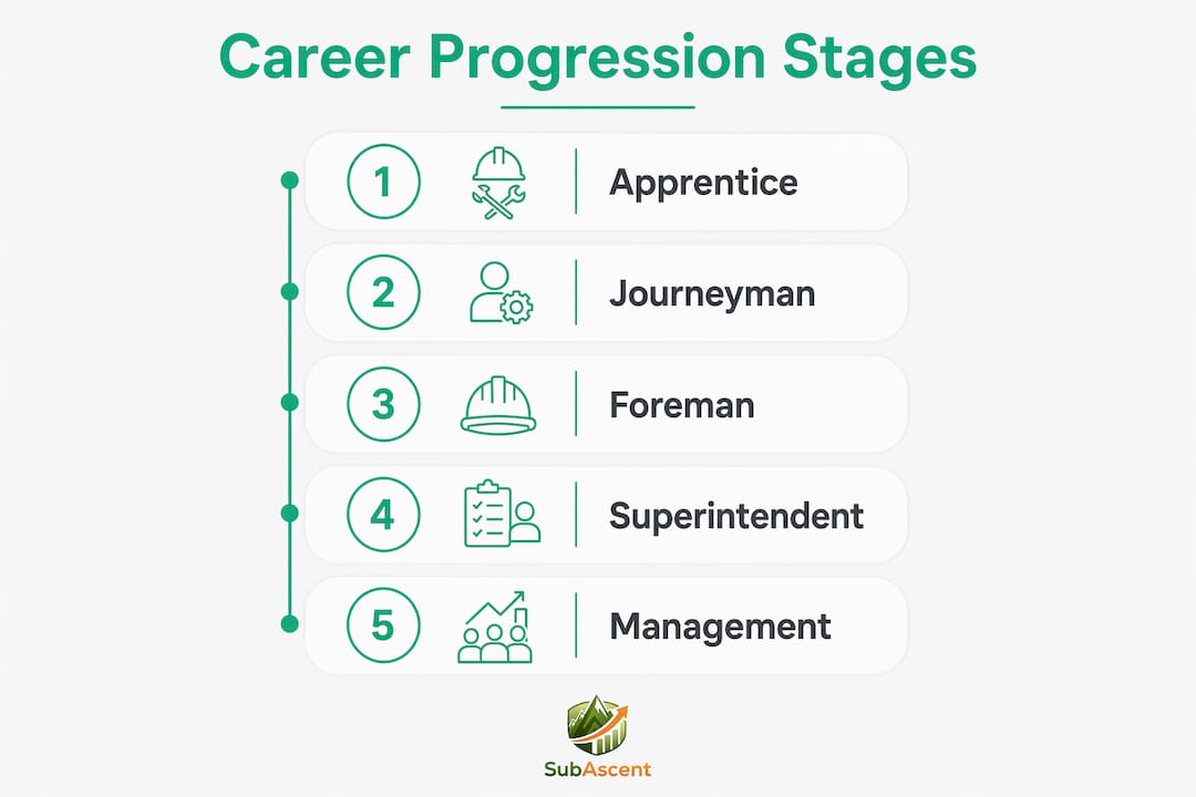 Infographic illustrating skilled trade career stages