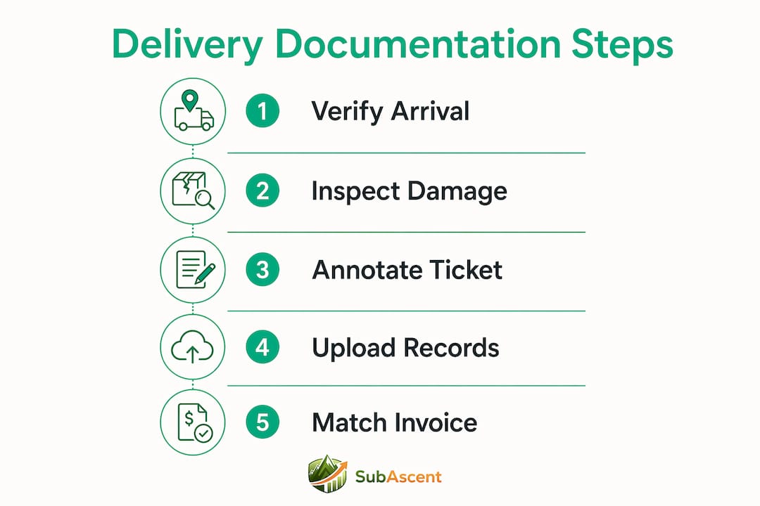 Infographic showing steps to document masonry deliveries