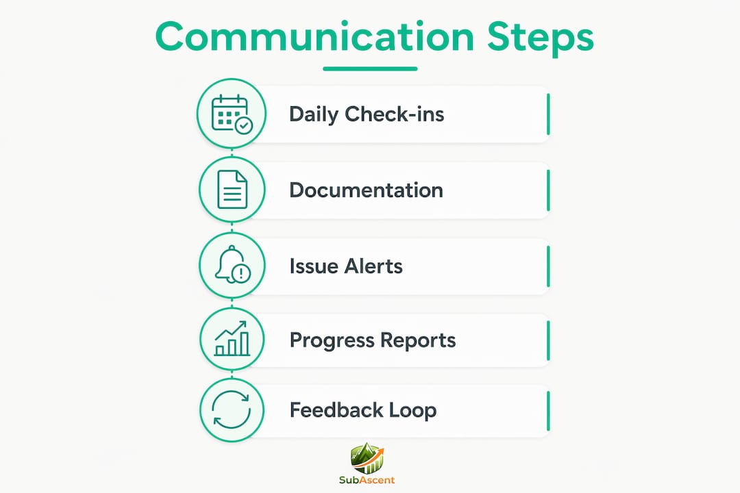 Infographic outlining key communication steps between foremen and PMs