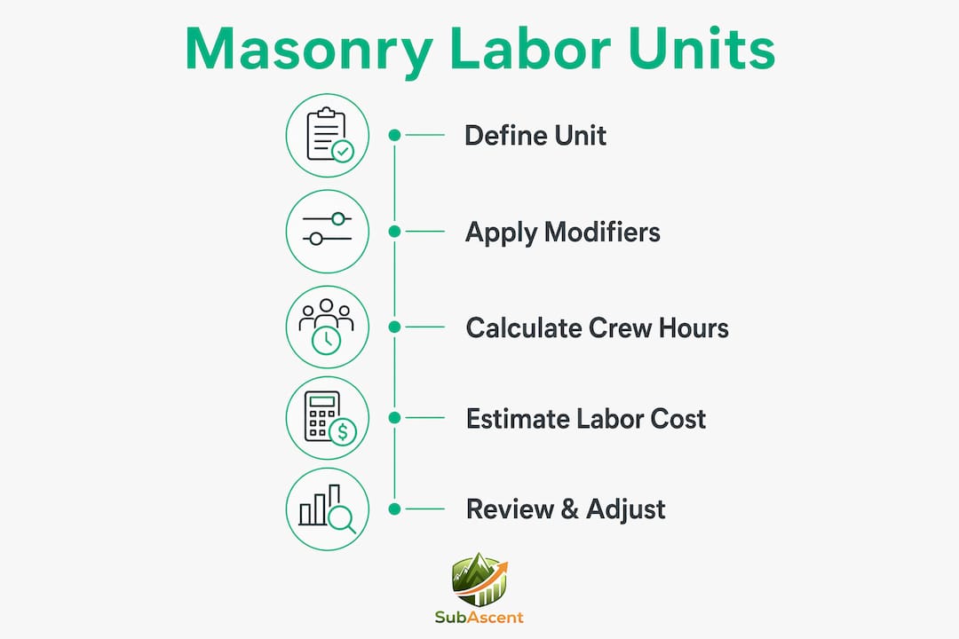 Infographic showing masonry labor unit process steps