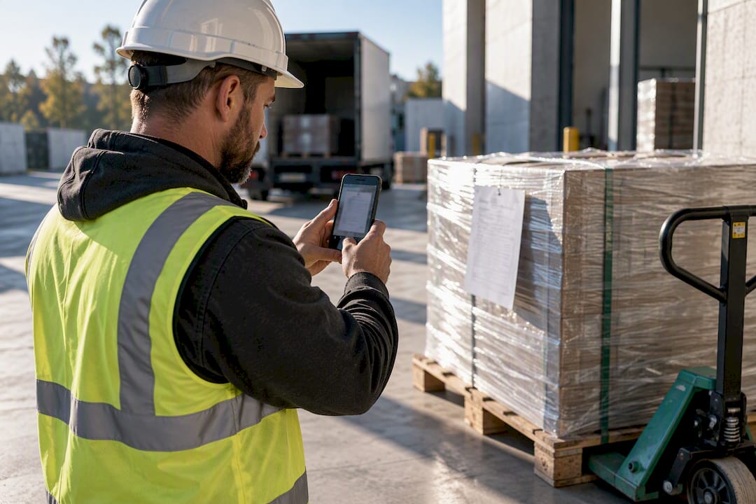 Foreman photographing an on-site delivery docket