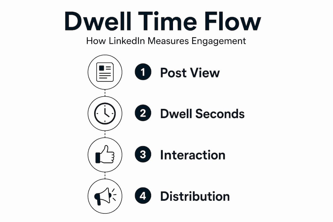 Infographic of LinkedIn dwell time process